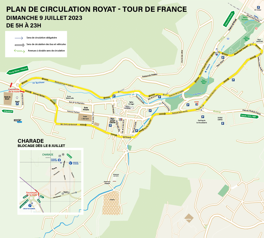 Tour de France - informations pour le 9 juillet 23 à Royat